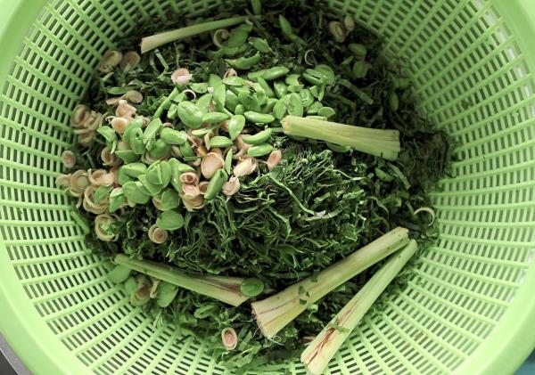 Ulam is often eaten raw and can either be eaten as whole leaves or julienned and absorbed into nasi ulam. — Filepic