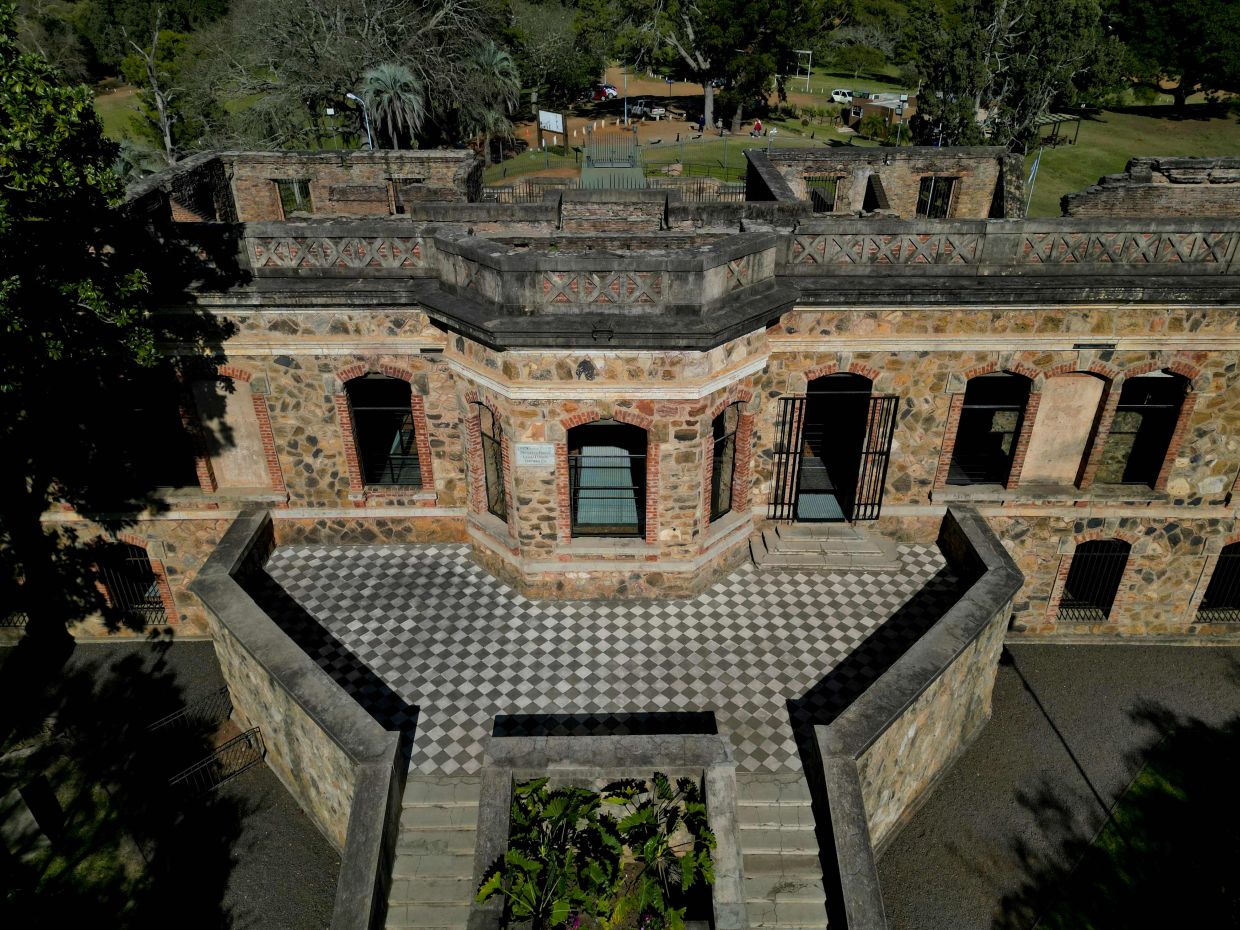Aerial view of the San Carlos Castle, built in 1888 by French magnate Eduard Demanchy, on the outskirts of Concordia, Entre Rios Province, Argentina. Photo: AFP